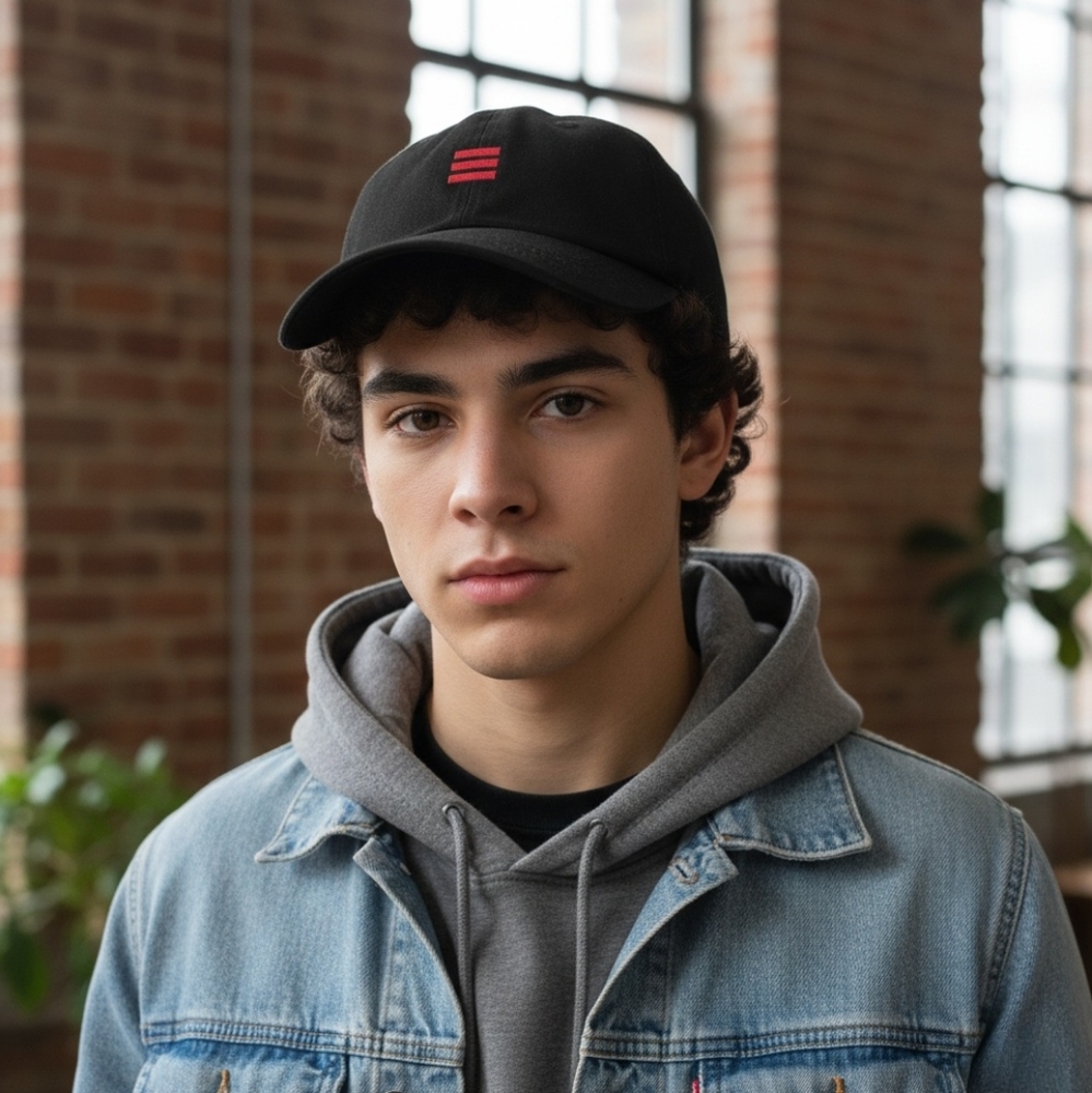 Black Minimalist Embroidered Logo Baseball Cap
